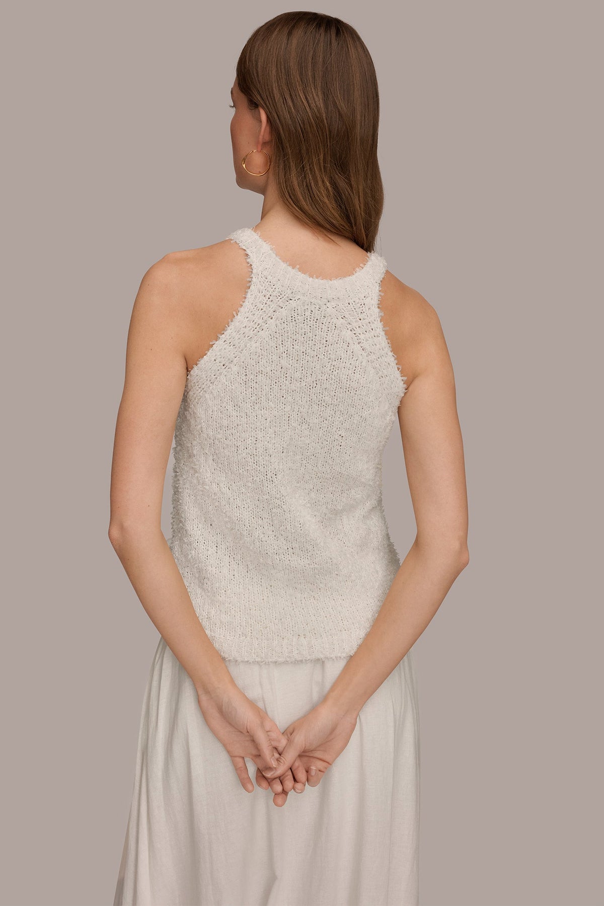 SLEEVELESS HALTER SWEATER TANK - Cream