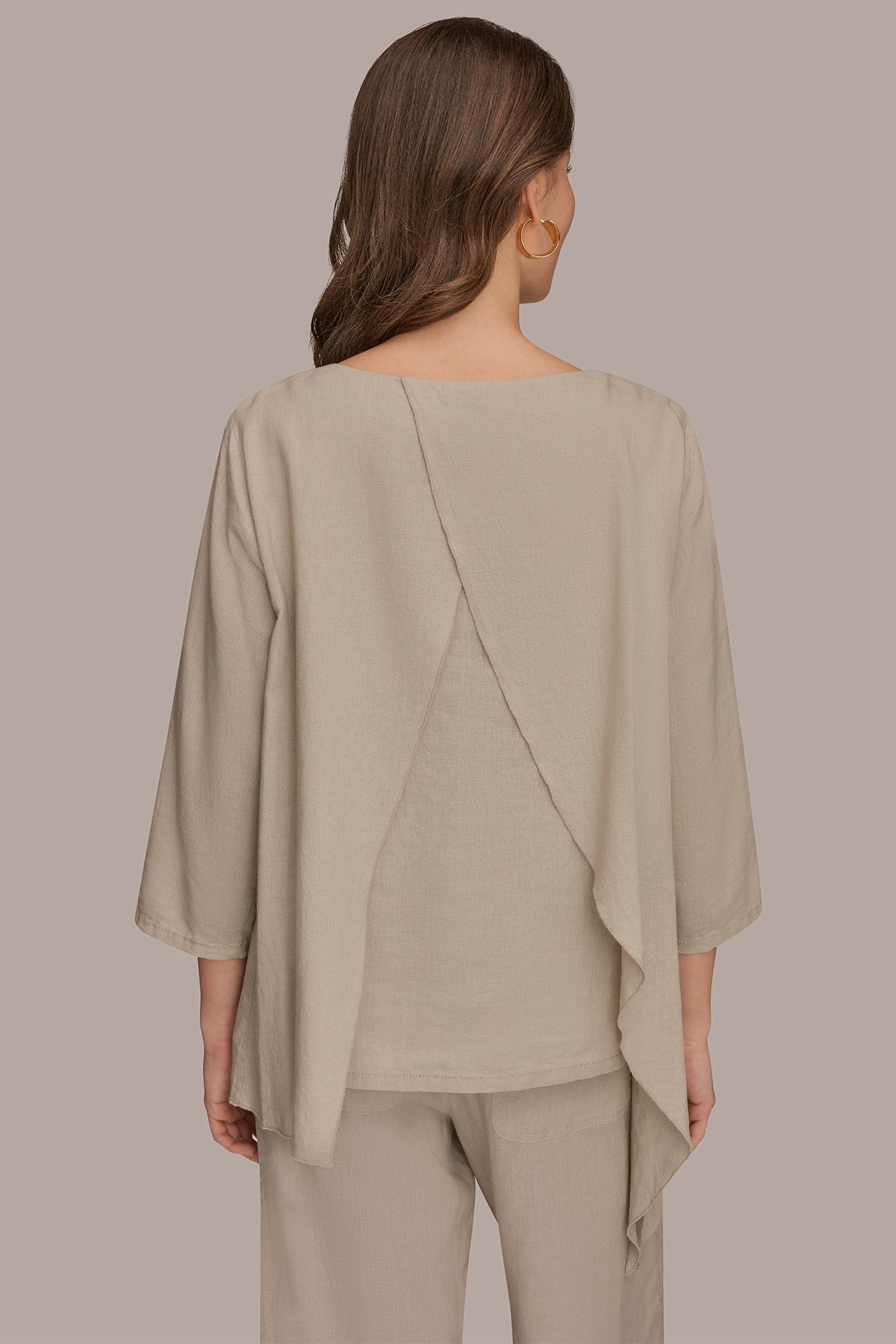 3/4 SLEEVE OVERLAY BLOUSE - Tuscan Grey
