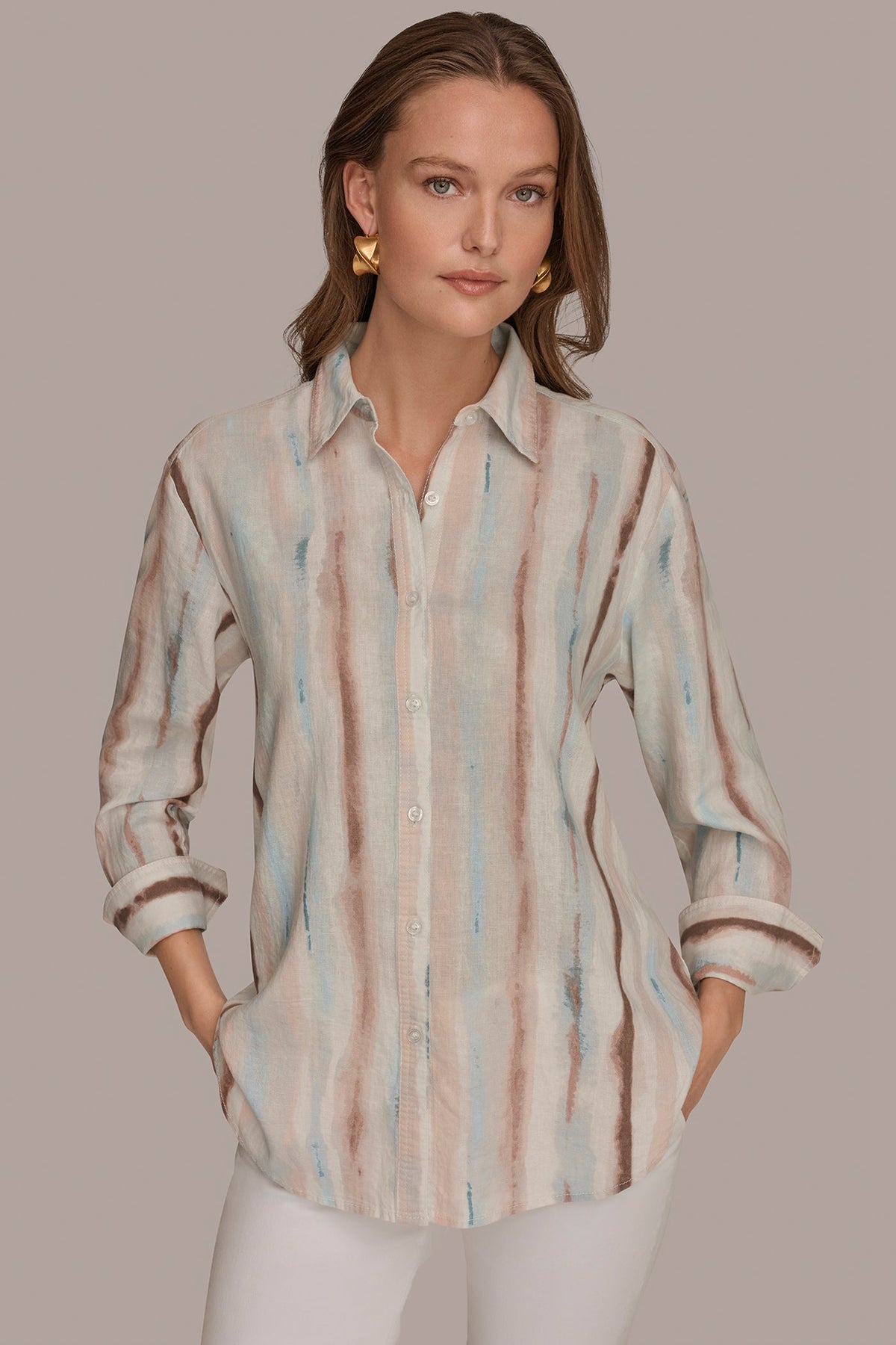LONG SLEEVE STRIPE SHIRT - Watercolor Stripe