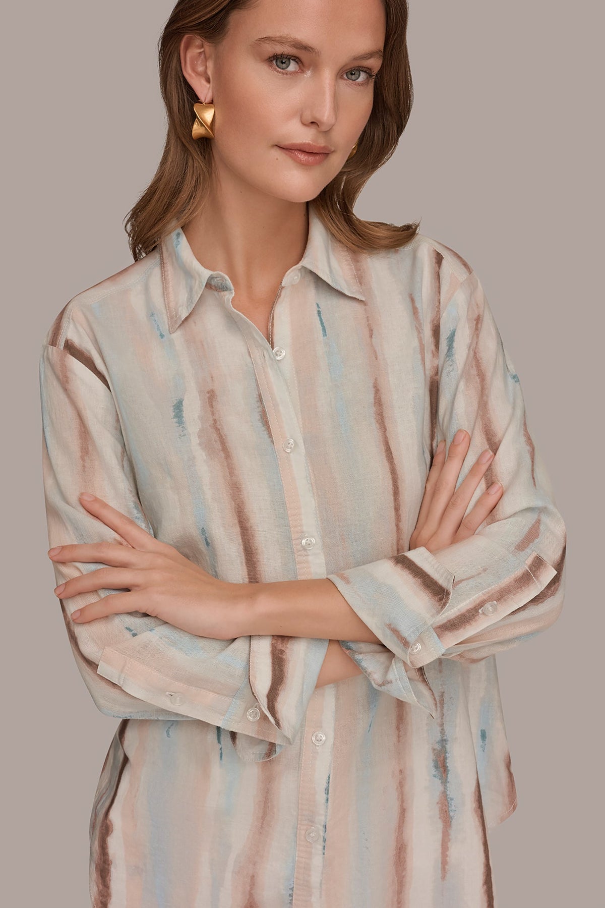 LONG SLEEVE STRIPE SHIRT - Watercolor Stripe