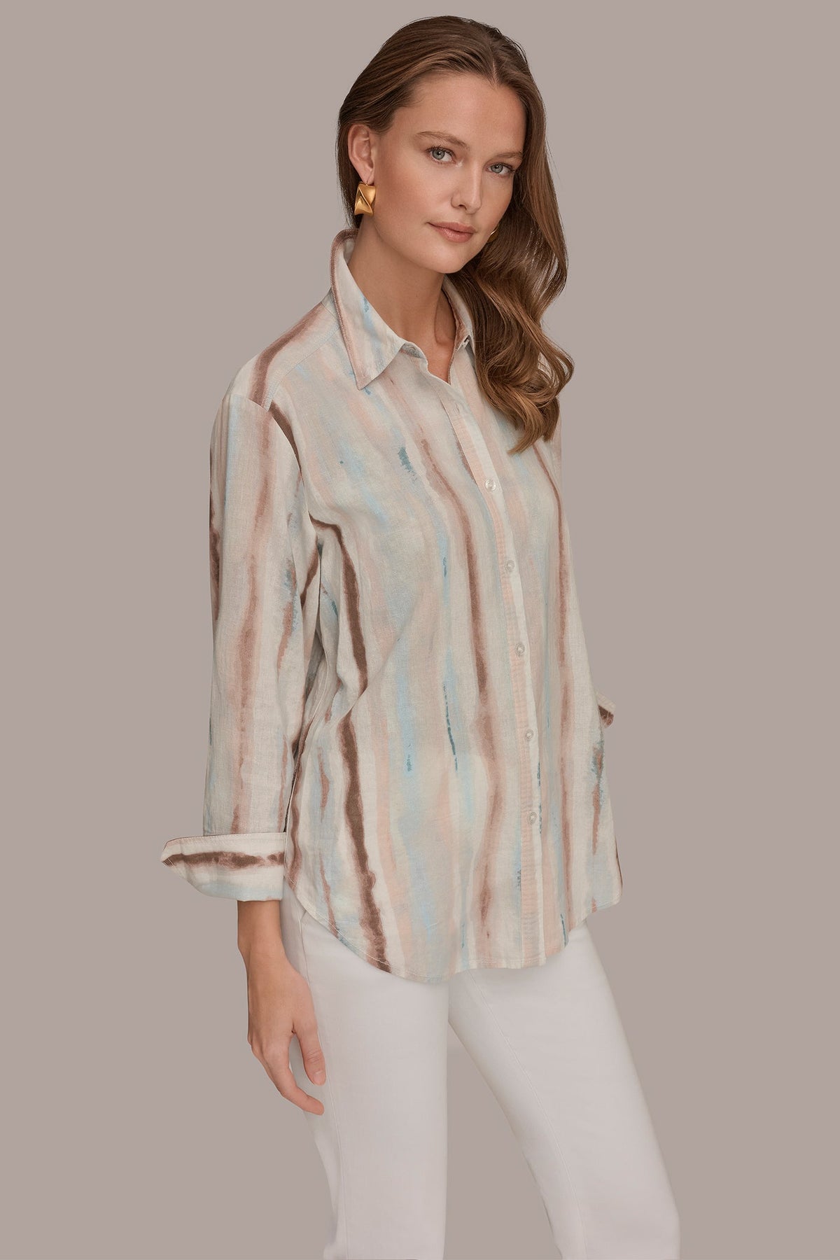 LONG SLEEVE STRIPE SHIRT - Watercolor Stripe