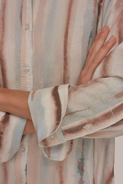 LONG SLEEVE STRIPE SHIRT - Watercolor Stripe