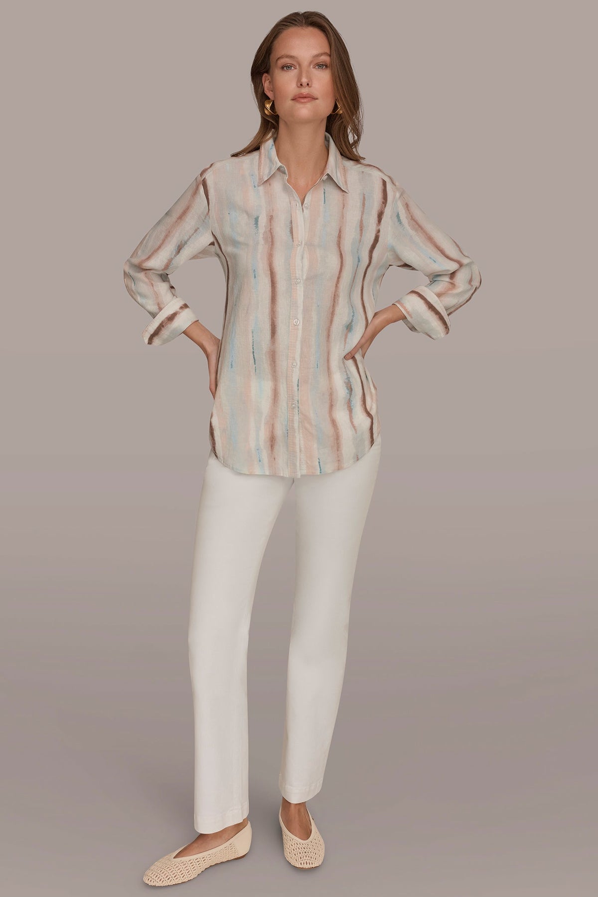 LONG SLEEVE STRIPE SHIRT - Watercolor Stripe