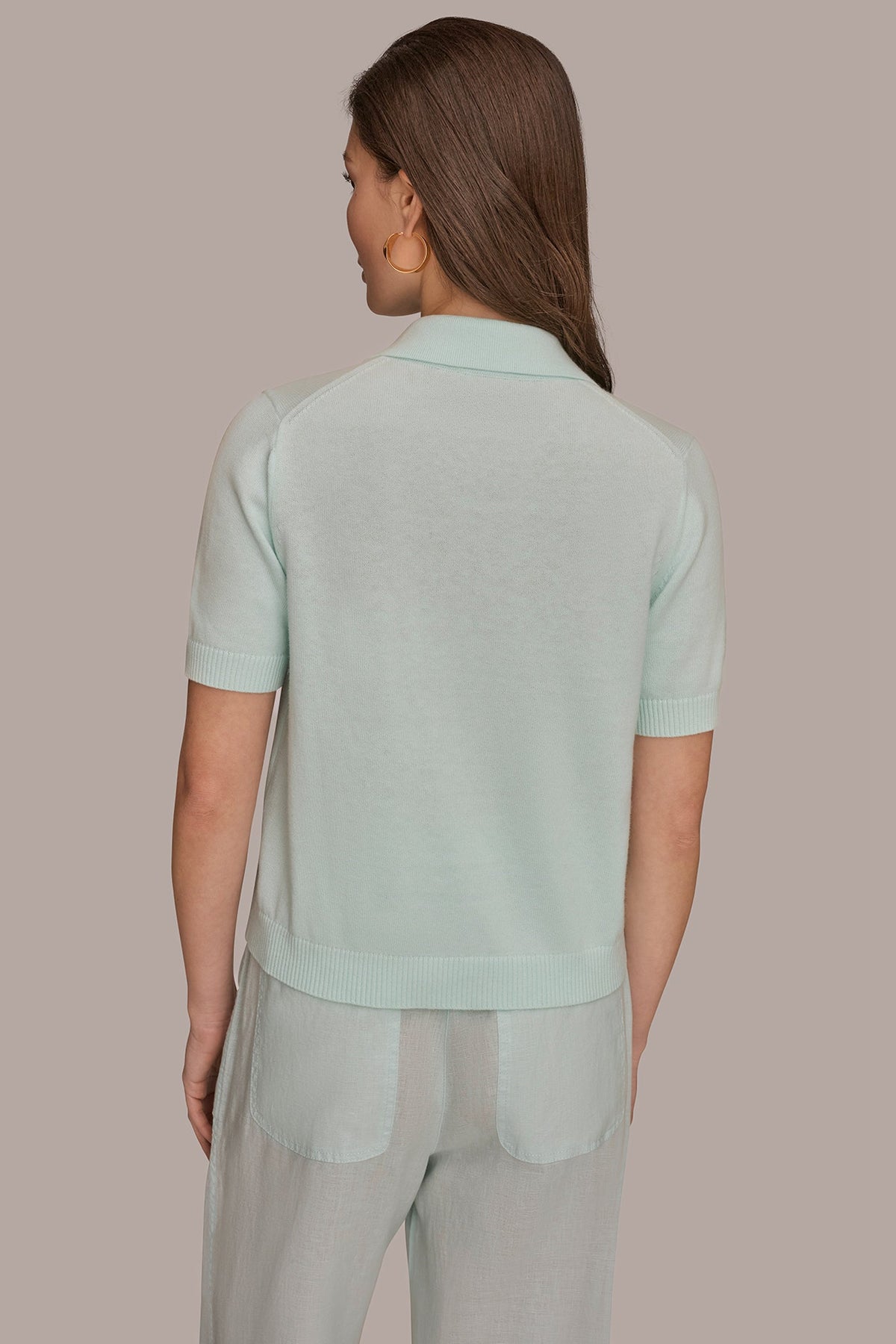 COTTON AND CASHMERE POLO SWEATER - Skylight