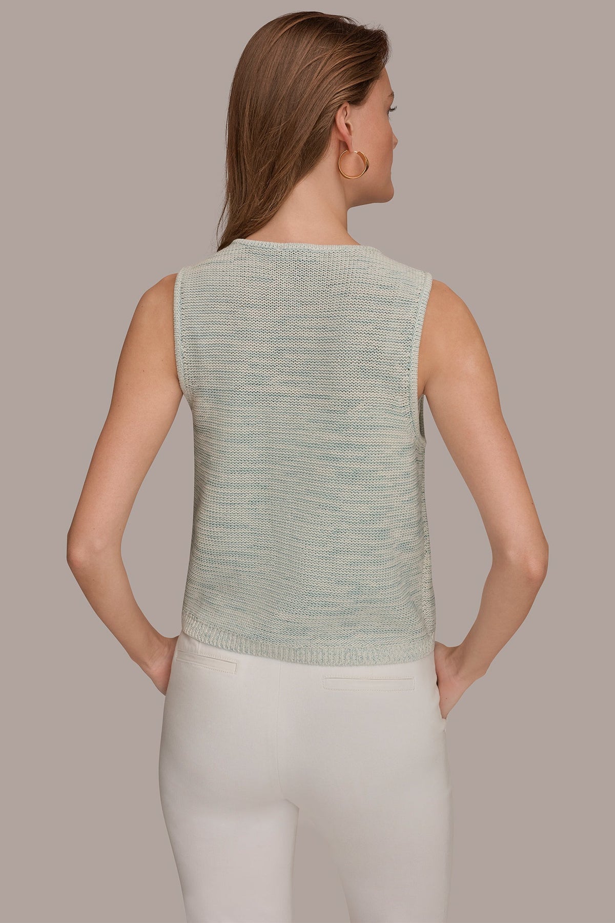 SLEEVELESS TIE-FRONT CARDIGAN - Skylight Combo