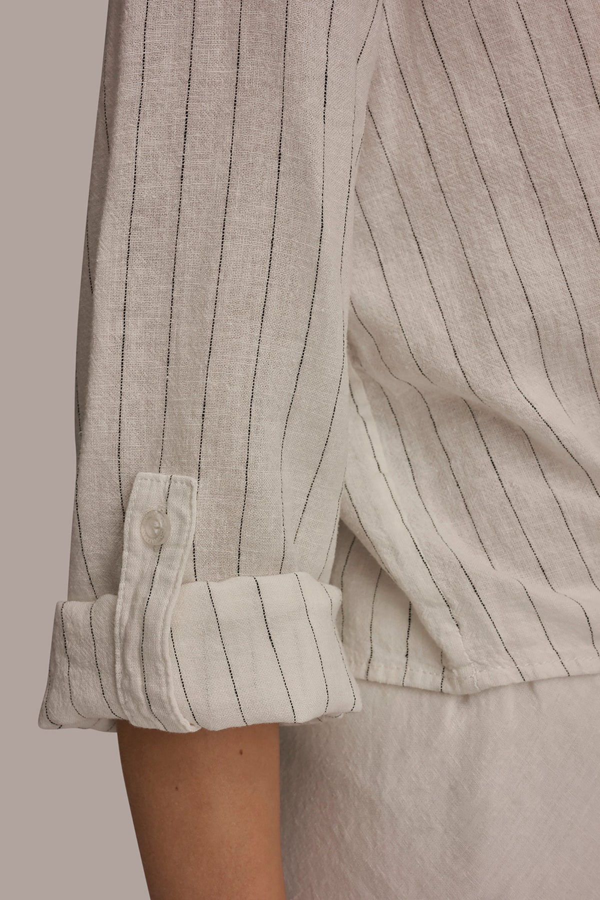 LONG SLEEVE TIE-FRONT BLOUSE - Cream/Black