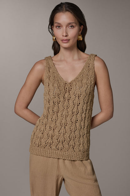 SLEEVELESS SWEATER TANK - Fawn