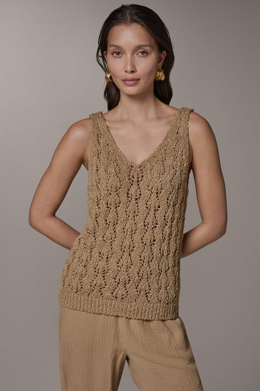 SLEEVELESS SWEATER TANK - Fawn