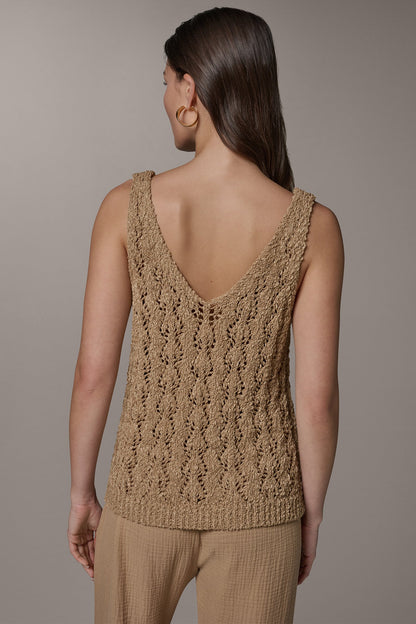 SLEEVELESS SWEATER TANK - Fawn