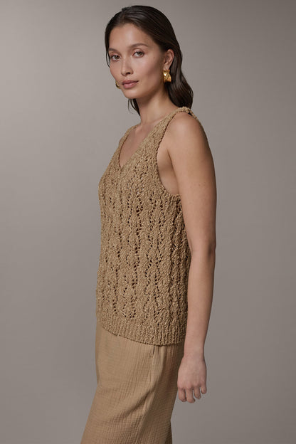 SLEEVELESS SWEATER TANK - Fawn