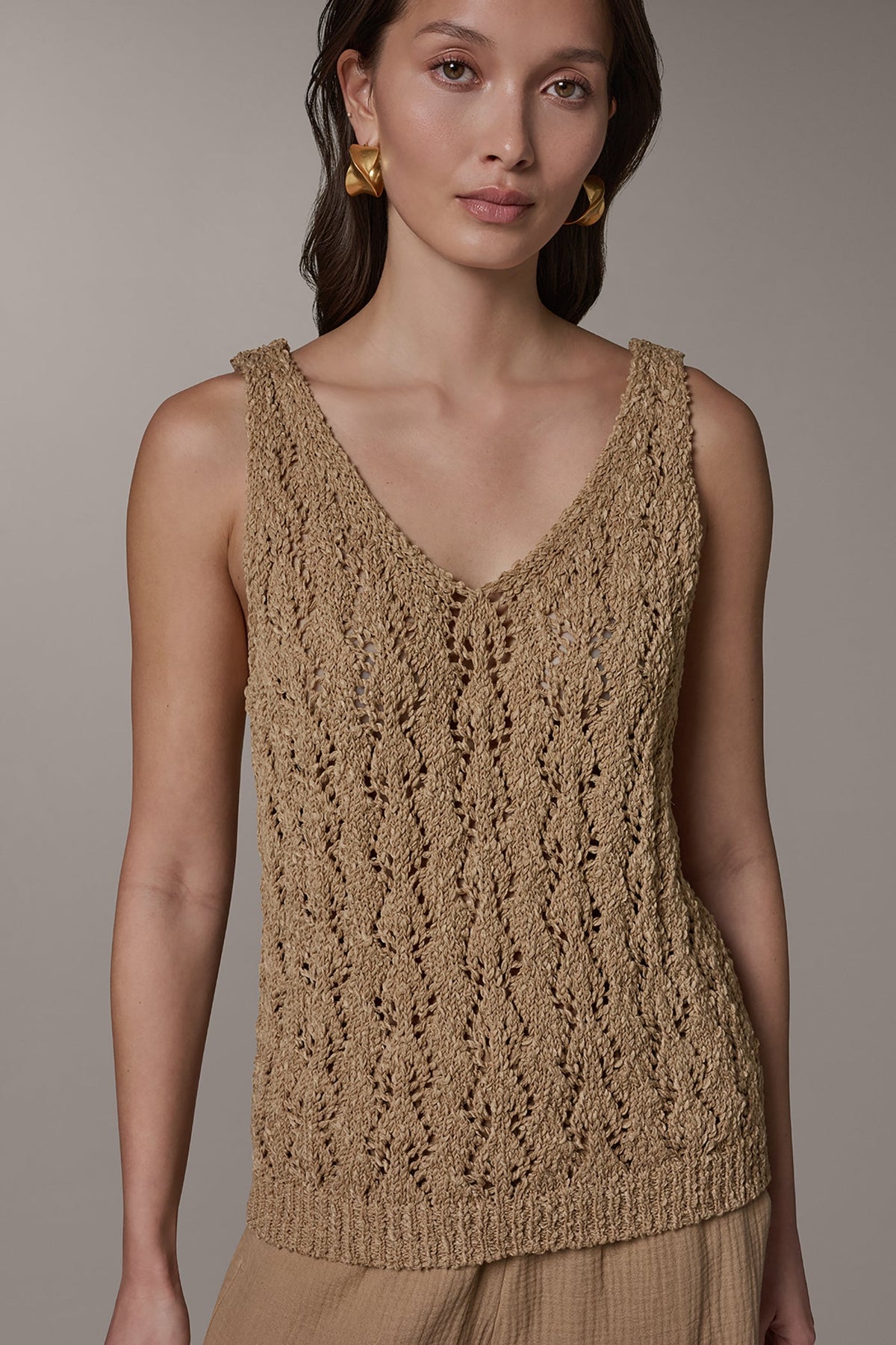 SLEEVELESS SWEATER TANK - Fawn
