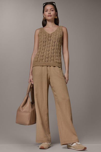 SLEEVELESS SWEATER TANK - Fawn