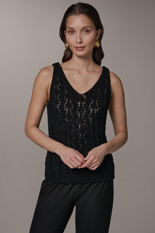 SLEEVELESS SWEATER TANK - Black