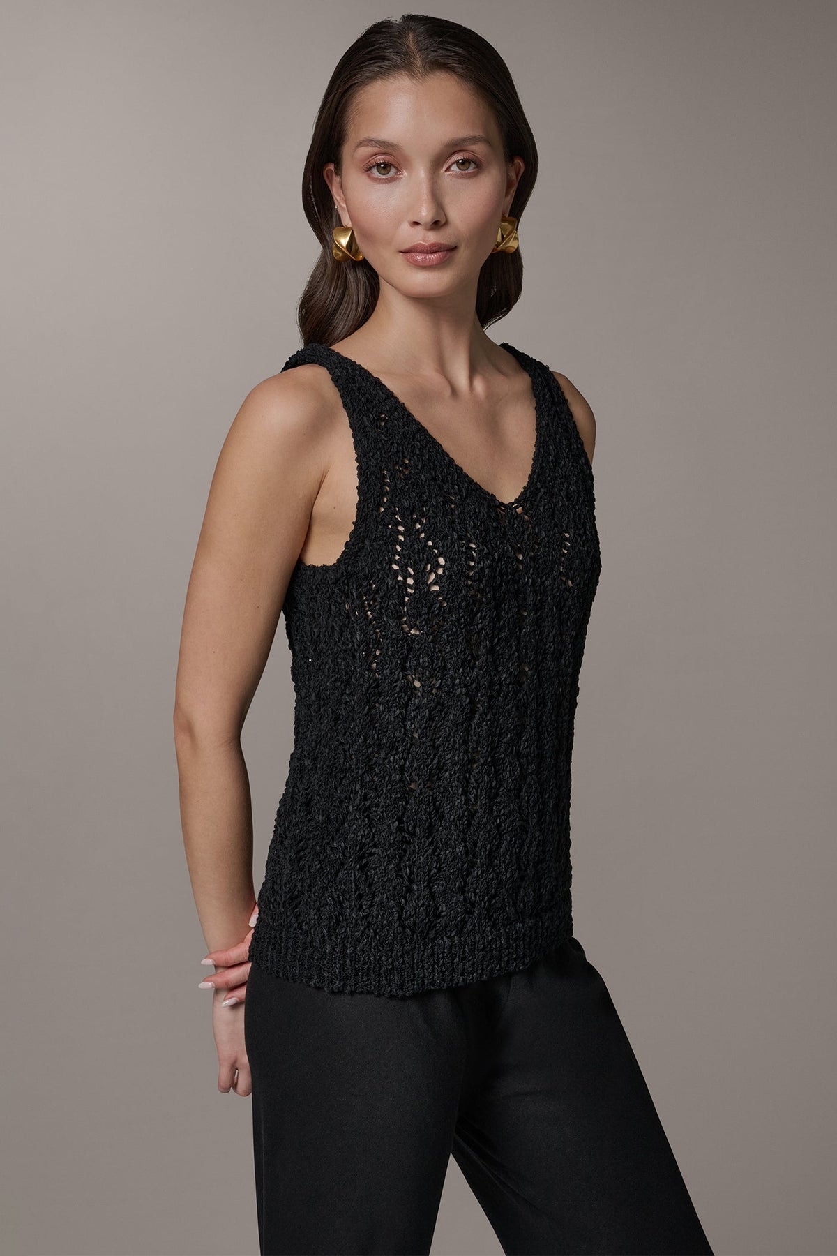 SLEEVELESS SWEATER TANK - Black