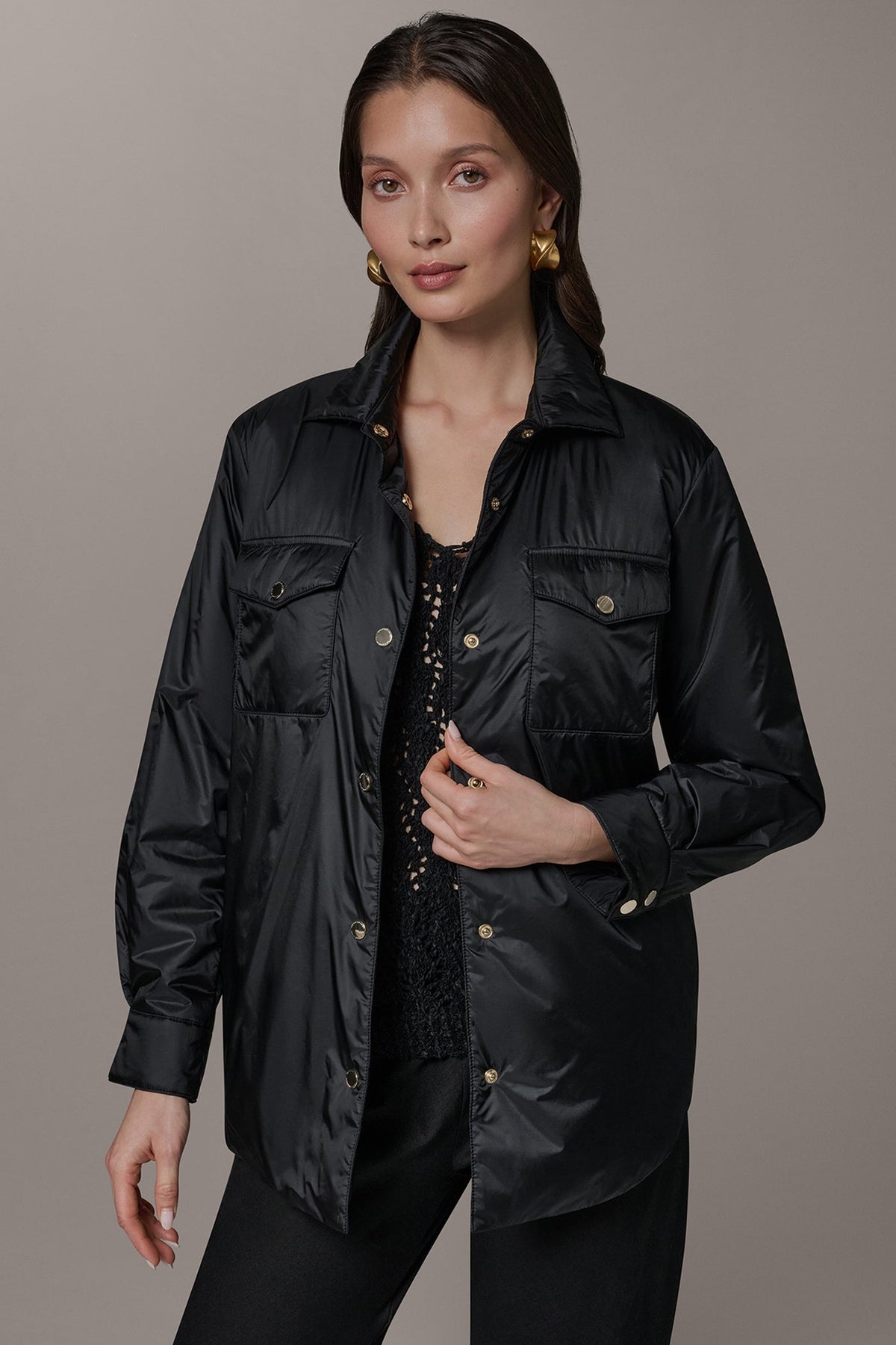 LONG SLEEVE SHIRT JACKET - Black