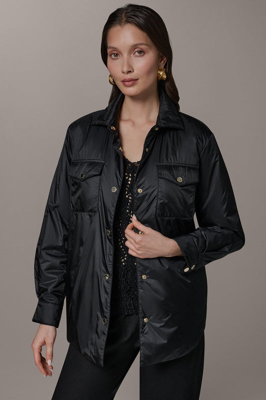 LONG SLEEVE SHIRT JACKET - Black
