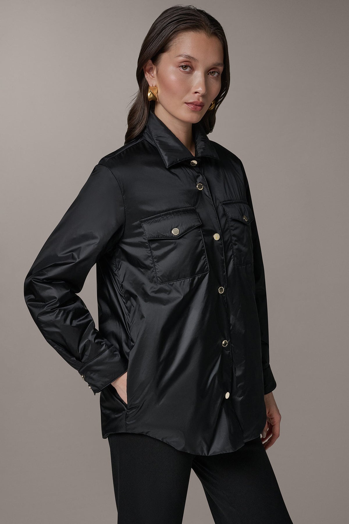 LONG SLEEVE SHIRT JACKET - Black
