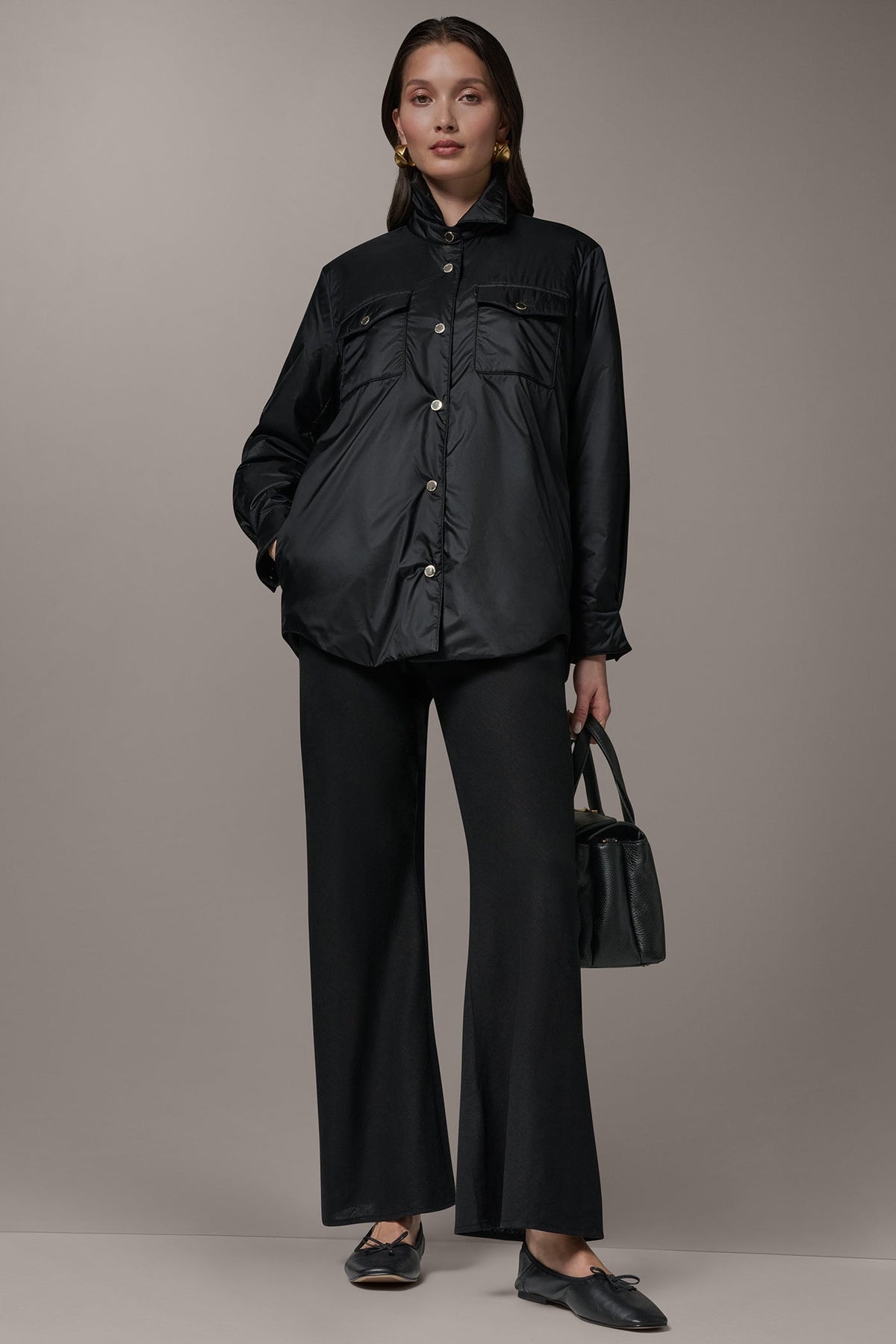 LONG SLEEVE SHIRT JACKET - Black