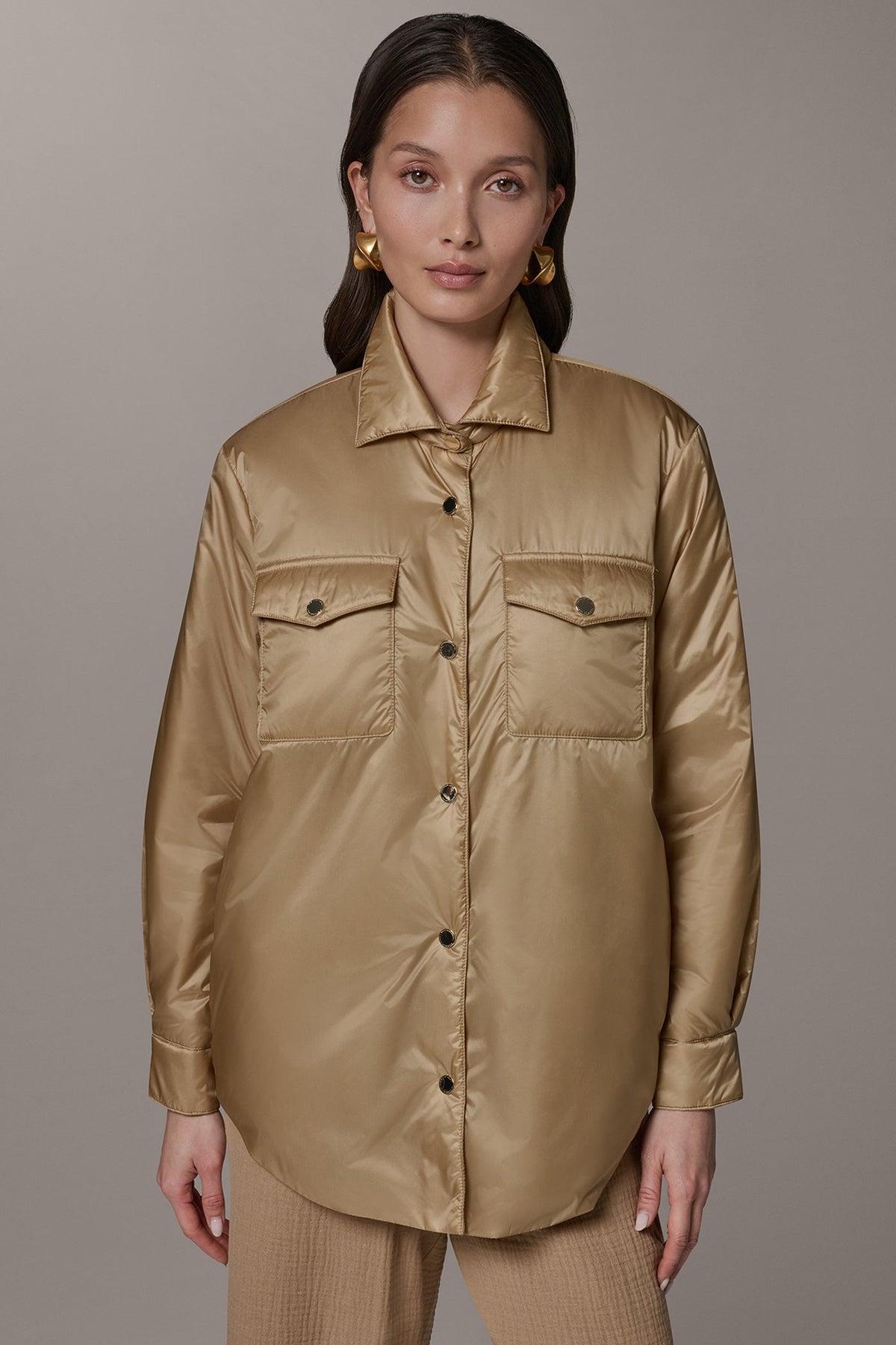 LONG SLEEVE SHIRT JACKET - Fawn