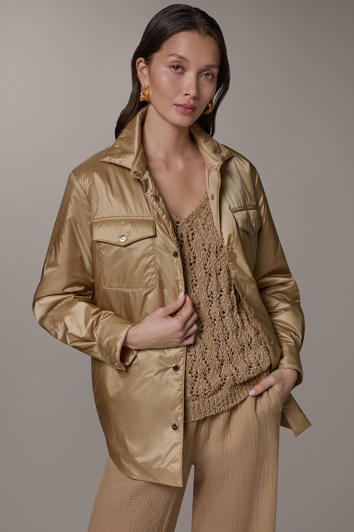 LONG SLEEVE SHIRT JACKET - Fawn