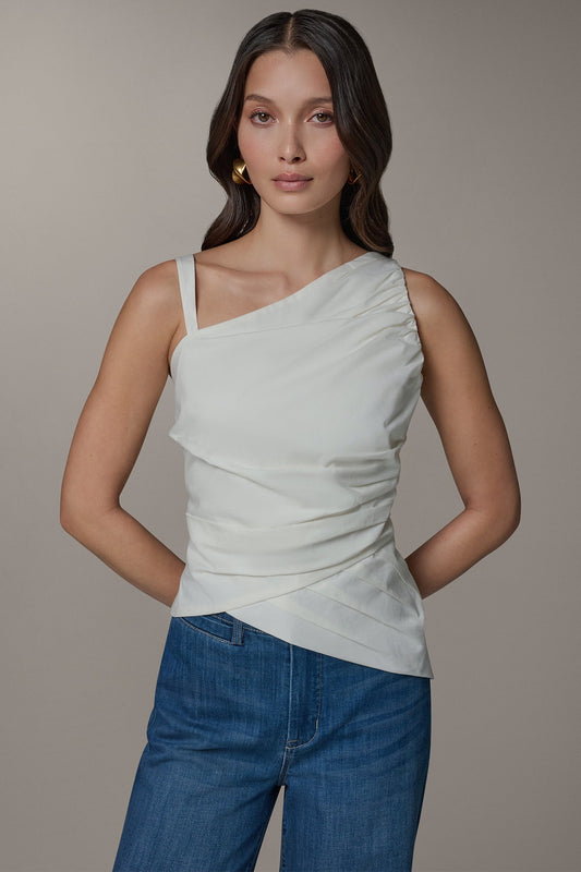 SLEEVELESS ASYMMETRIC BLOUSE - Cream