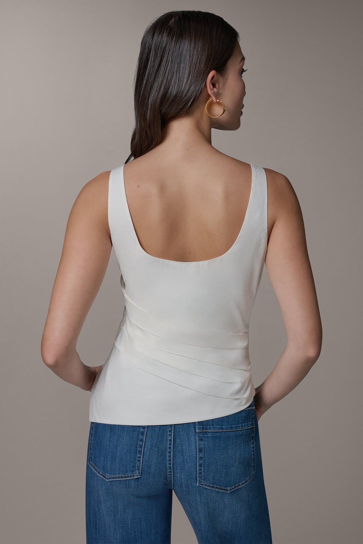 SLEEVELESS ASYMMETRIC BLOUSE - Cream