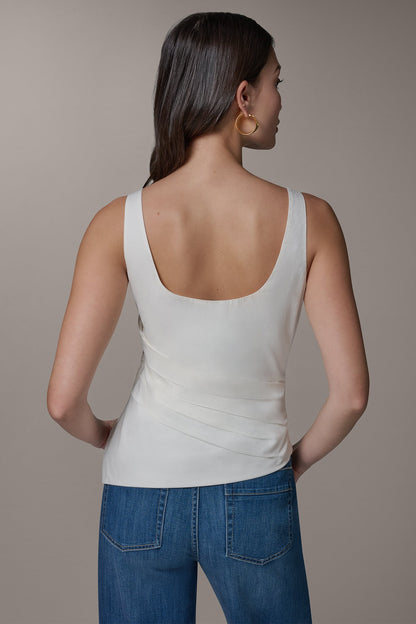SLEEVELESS ASYMMETRIC BLOUSE - Cream
