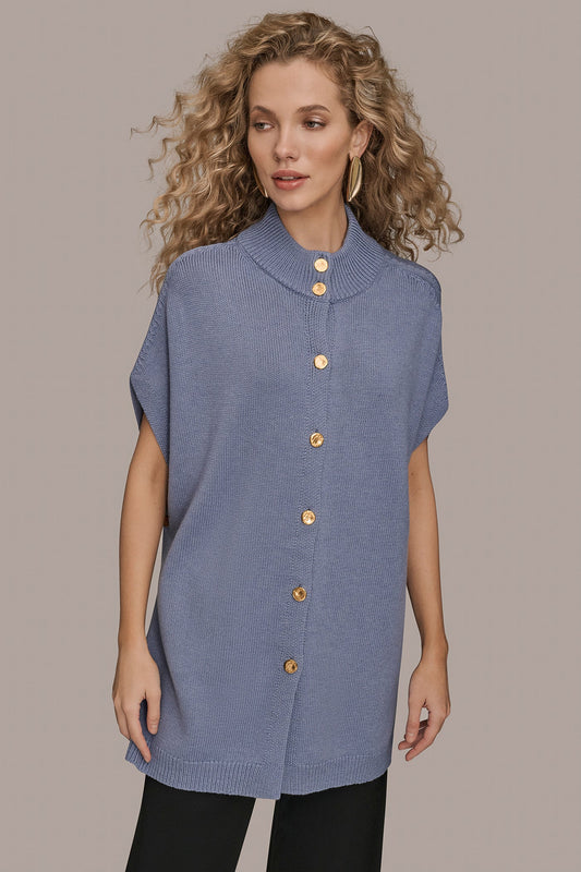 BUTTON-FRONT SWEATER CAPELET - TEMPEST