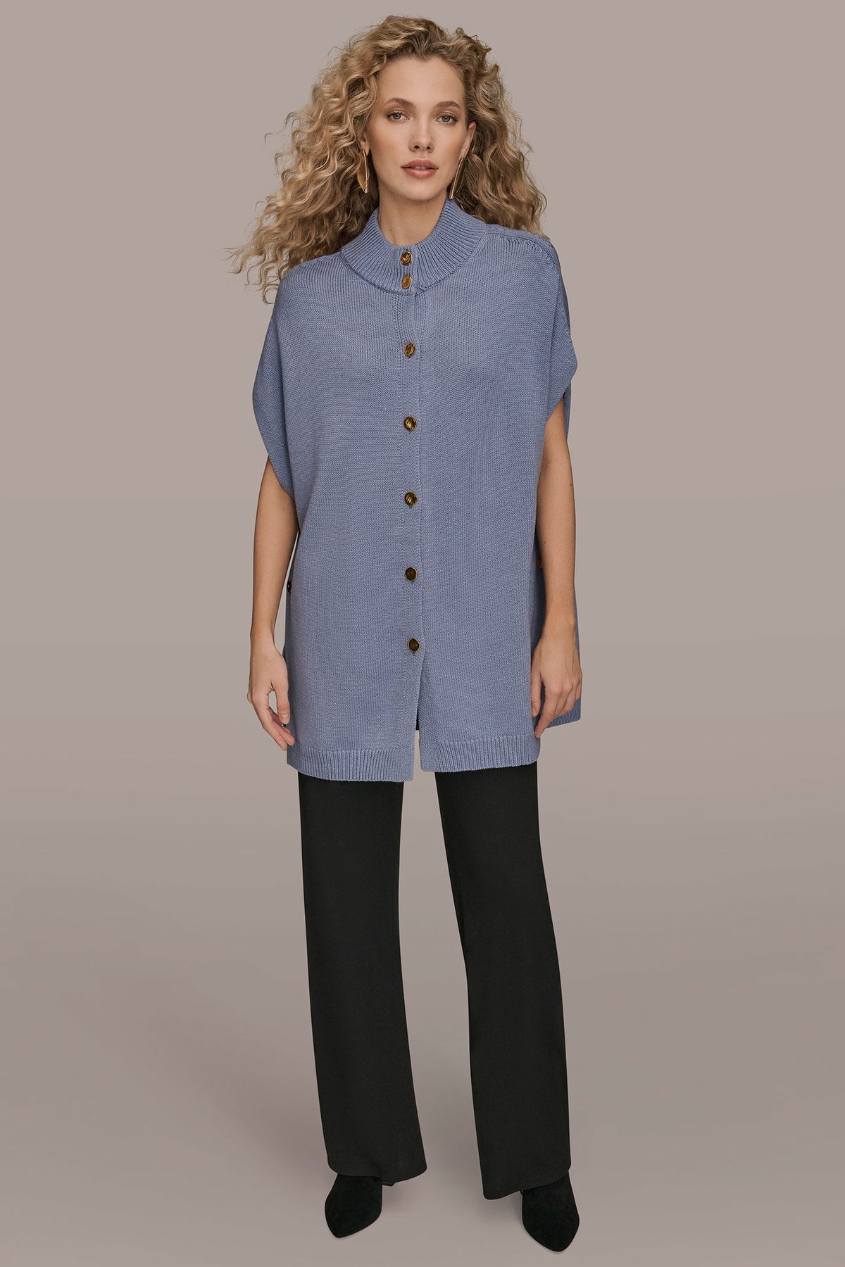 BUTTON-FRONT SWEATER CAPELET - TEMPEST