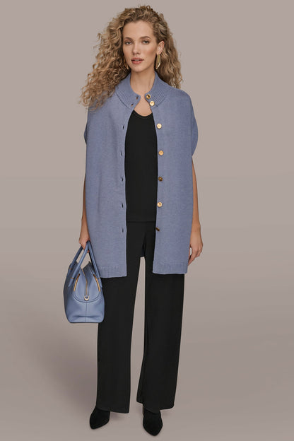 BUTTON-FRONT SWEATER CAPELET - TEMPEST