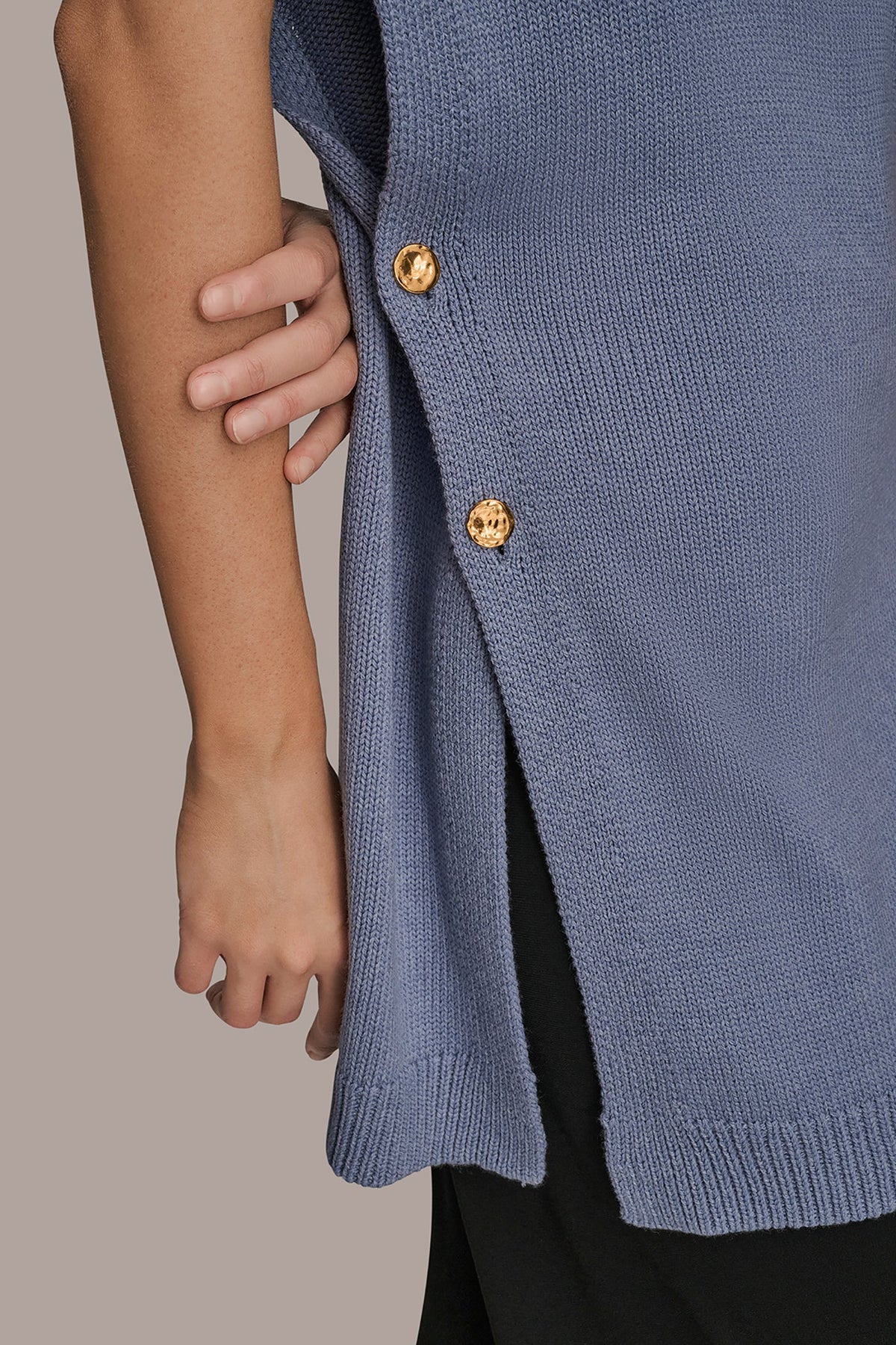 BUTTON-FRONT SWEATER CAPELET - TEMPEST