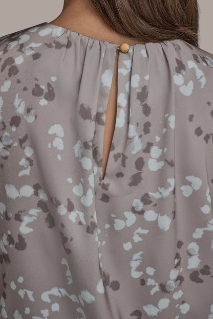 FLORAL CAP SLEEVE TWIST BLOUSE - DRIFTWOOD MULTI