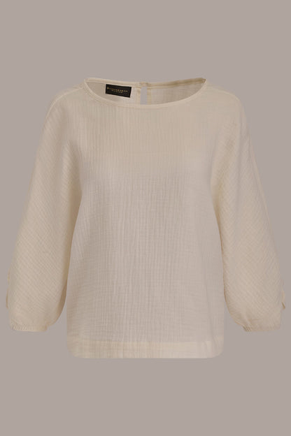 3/4 SLEEVE TWIST CUFF BLOUSE - Cream
