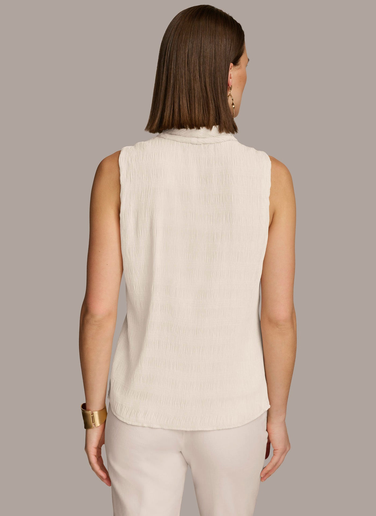 FAUX WRAP PEPLUM TOP - Cream