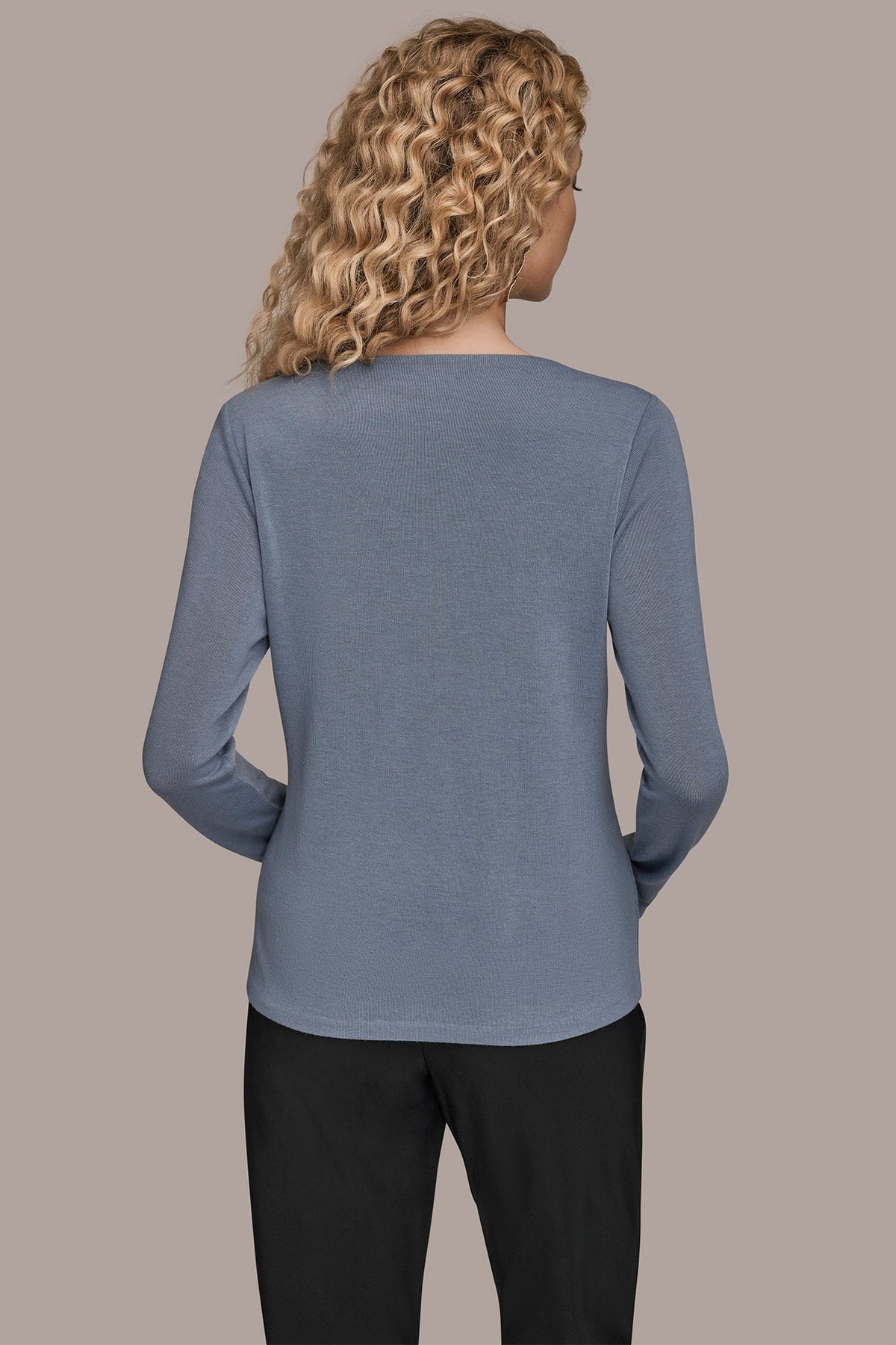 LONG-SLEEVE COWL-NECK FLORAL TOP - TEMPEST