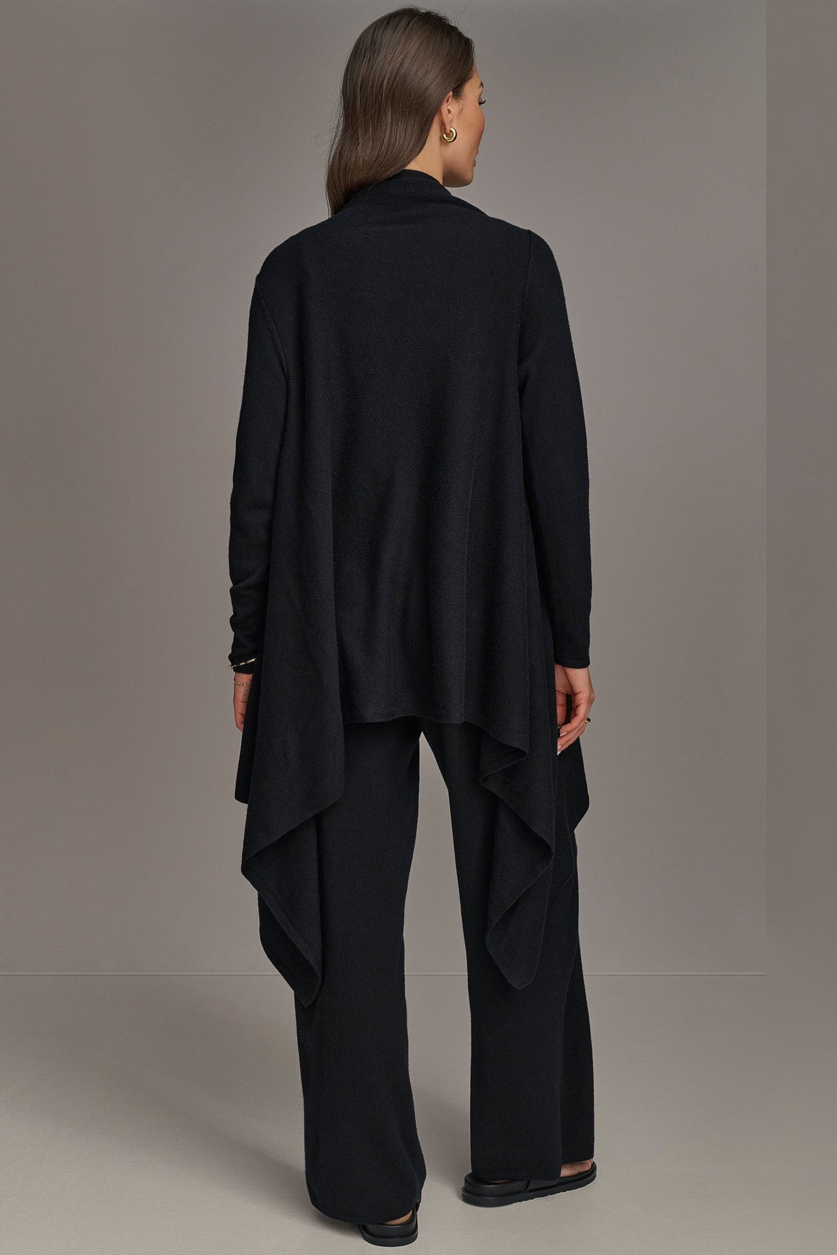 CASHMERE LONG SLEEVE CARDIGAN - Black