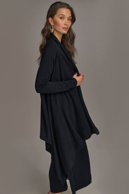 CASHMERE LONG SLEEVE CARDIGAN - Black