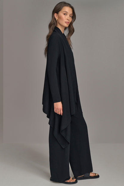 CASHMERE LONG SLEEVE CARDIGAN - Black