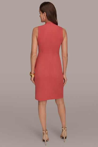 SLEEVELESS WRAP V-NECK SHEATH DRESS - Azalea Pink