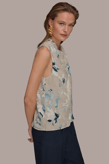 FLORAL CRISSCROSS TOP - Sea Mist Multi