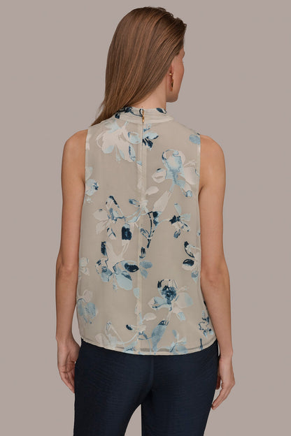FLORAL CRISSCROSS TOP - Sea Mist Multi