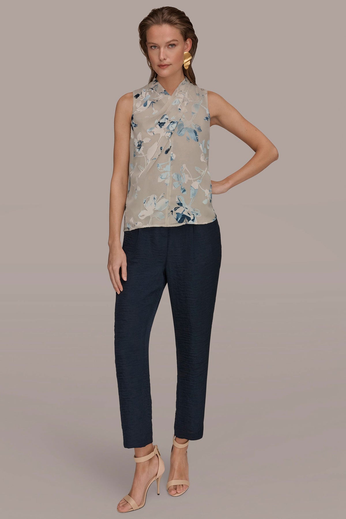 FLORAL CRISSCROSS TOP - Sea Mist Multi