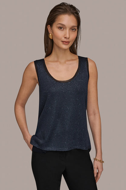 SCOOP-NECK SEQUIN SHELL TOP - Nightfall
