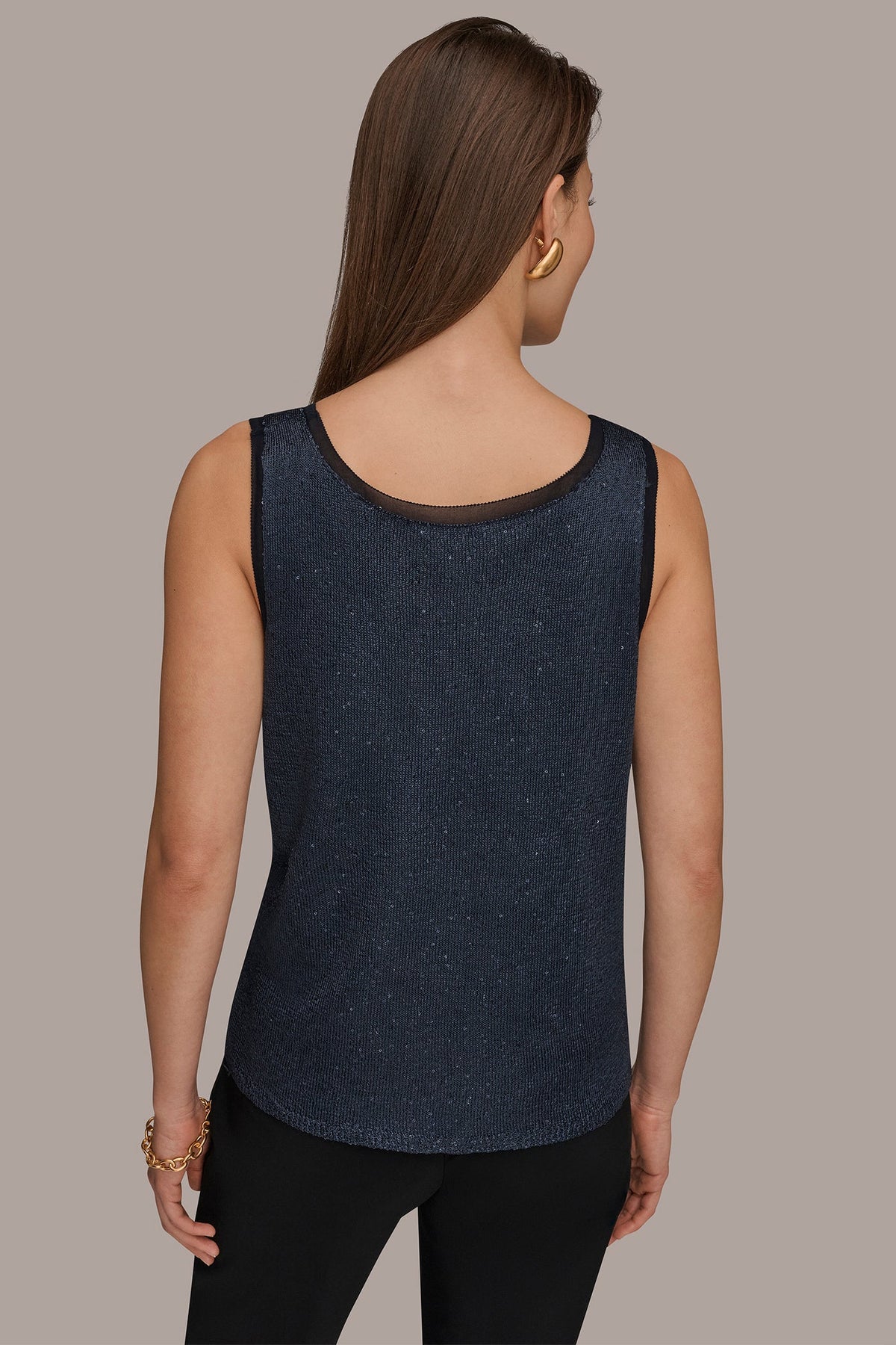 SCOOP-NECK SEQUIN SHELL TOP - Nightfall