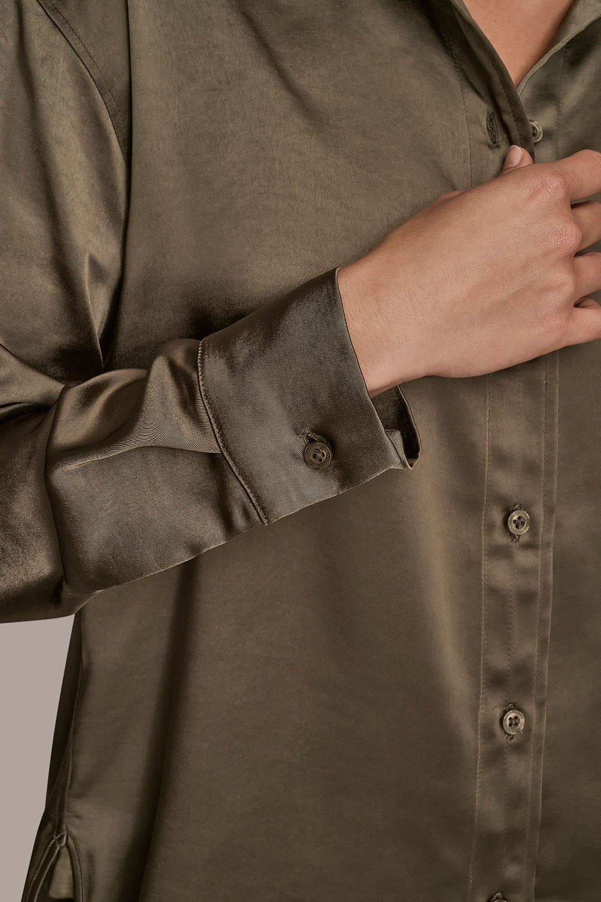 SATIN SHIRT - KHAKI GREEN