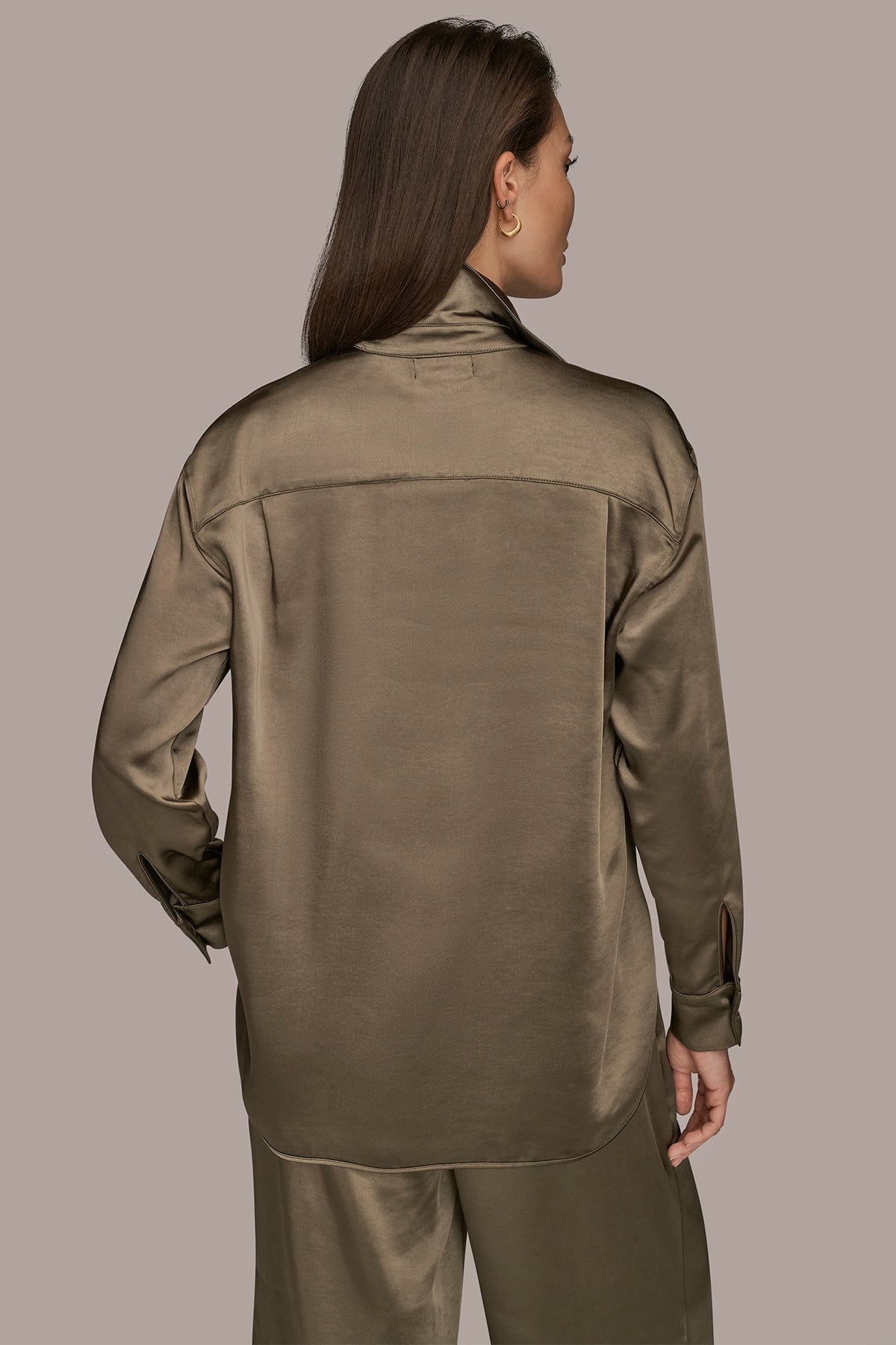 SATIN SHIRT - KHAKI GREEN