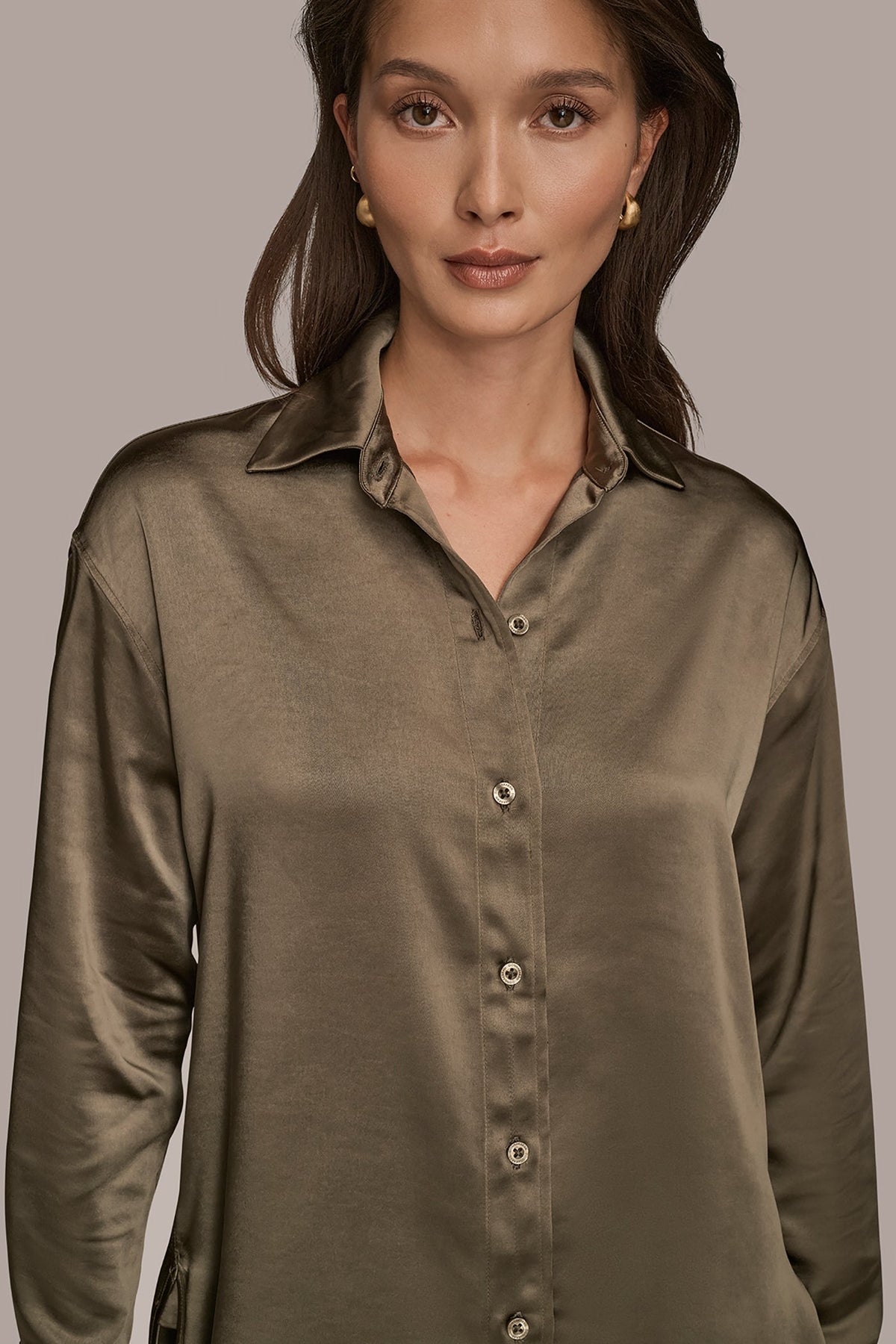 SATIN SHIRT - KHAKI GREEN