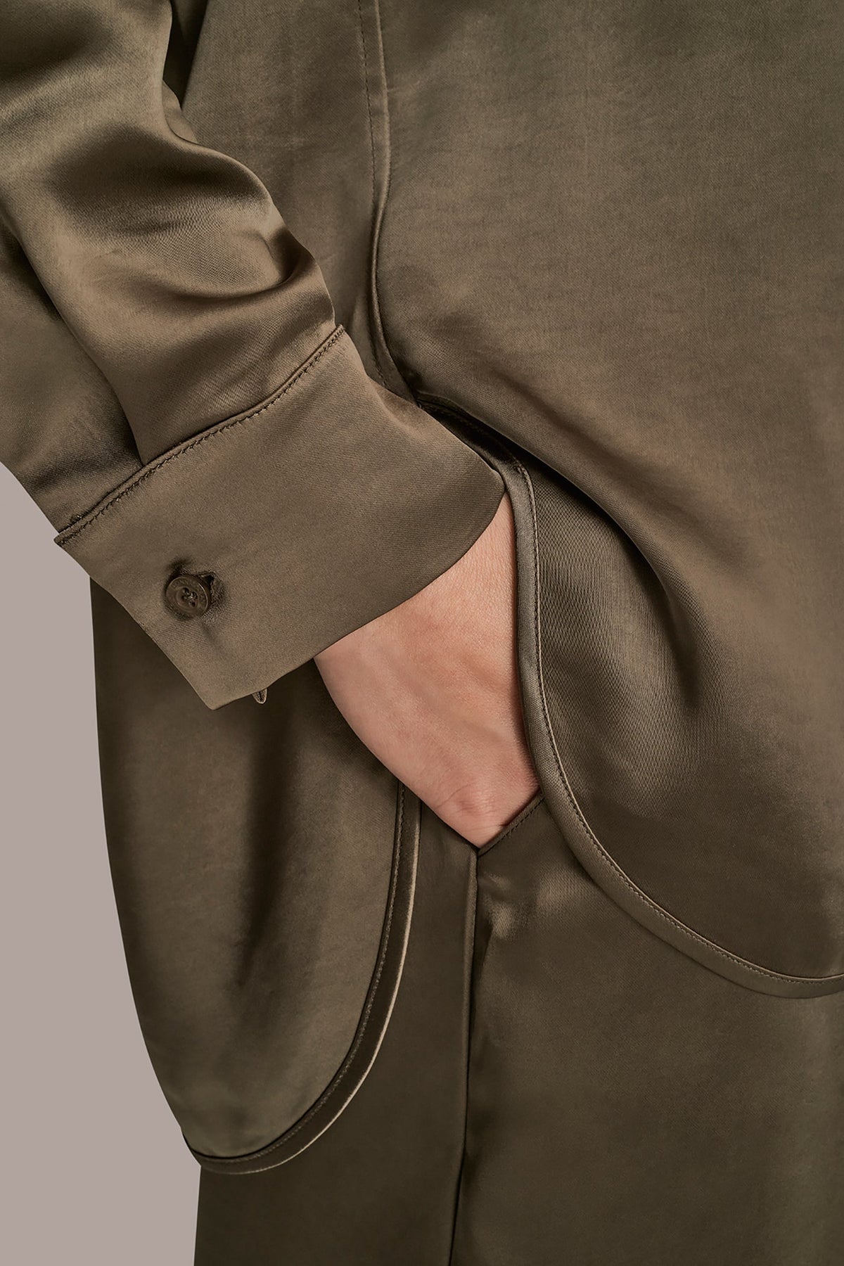 SATIN SHIRT - KHAKI GREEN