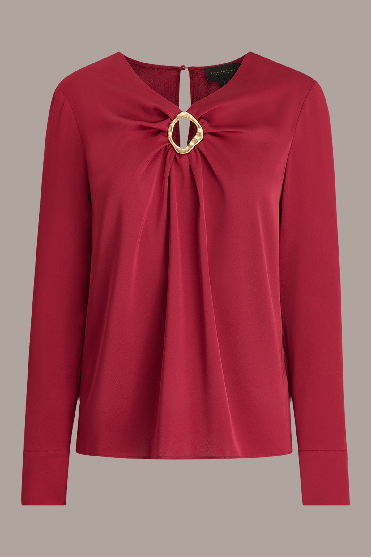 LONG SLEEVE RING V-NECK BLOUSE - Metropolitan RED