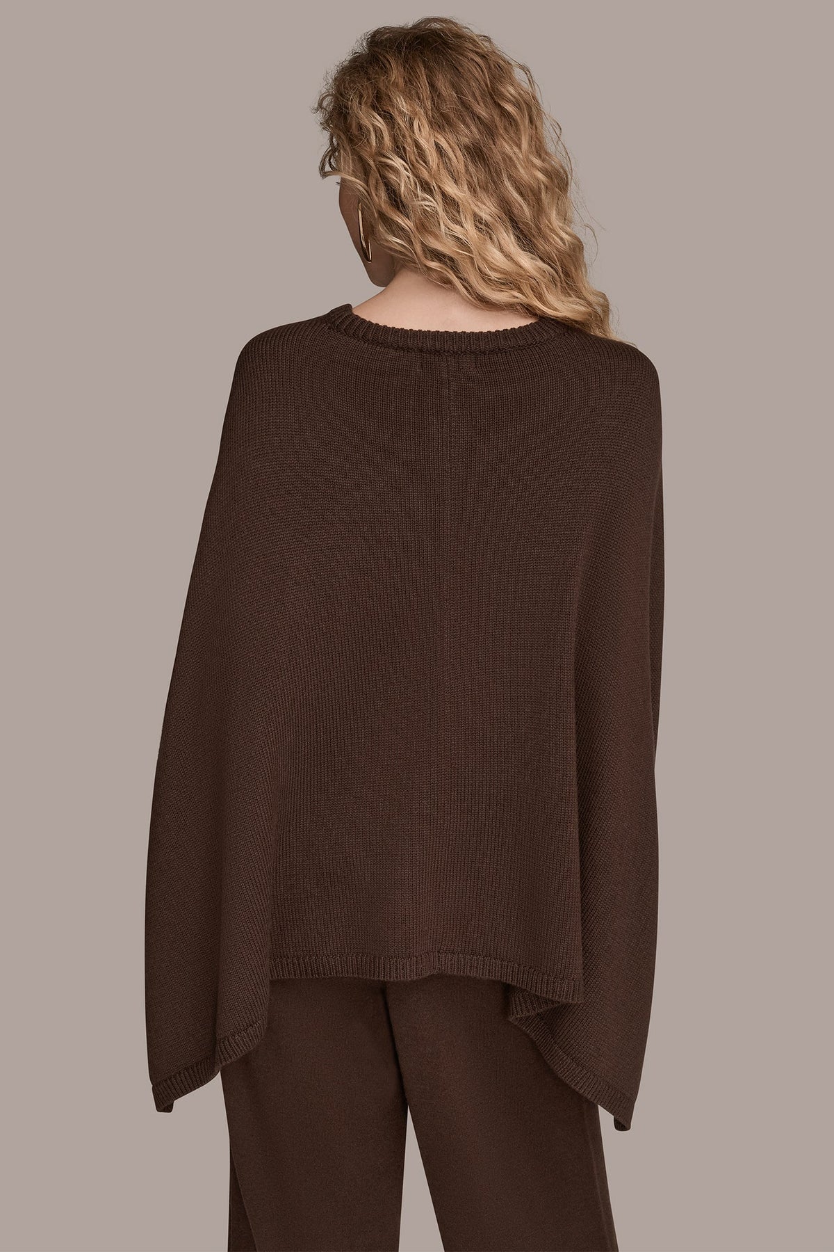 CAPE-EFFECT BUTTON SWEATER - CHOCOLATE PLUM
